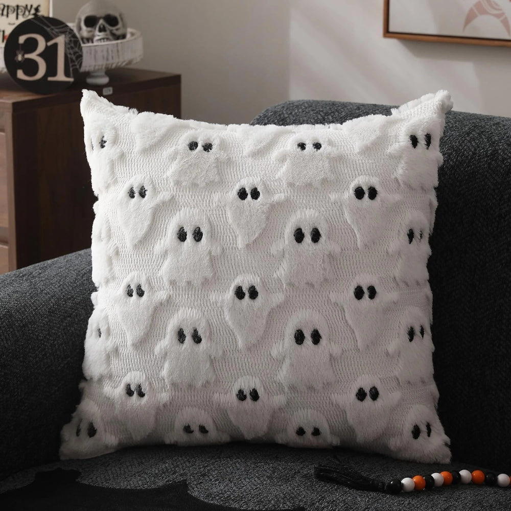 Spooky Ghost Plush Halloween Cushion Cover
