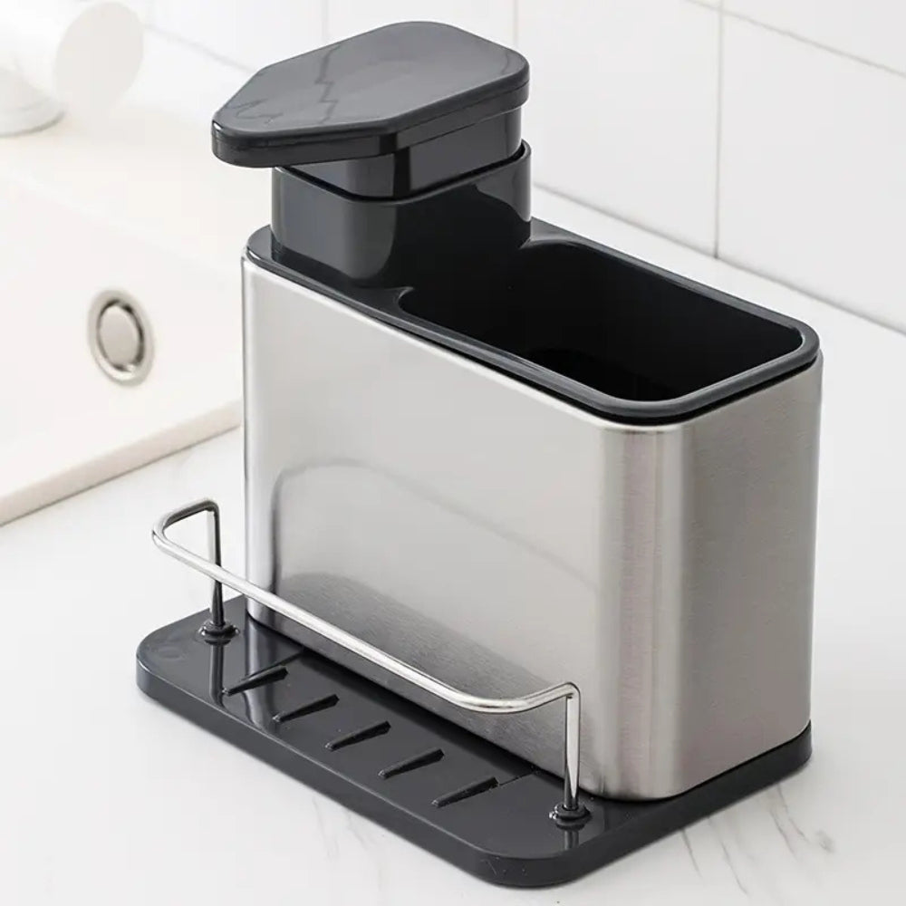 Stainless Steel Dish Soap Dispenser & Utensil Rack