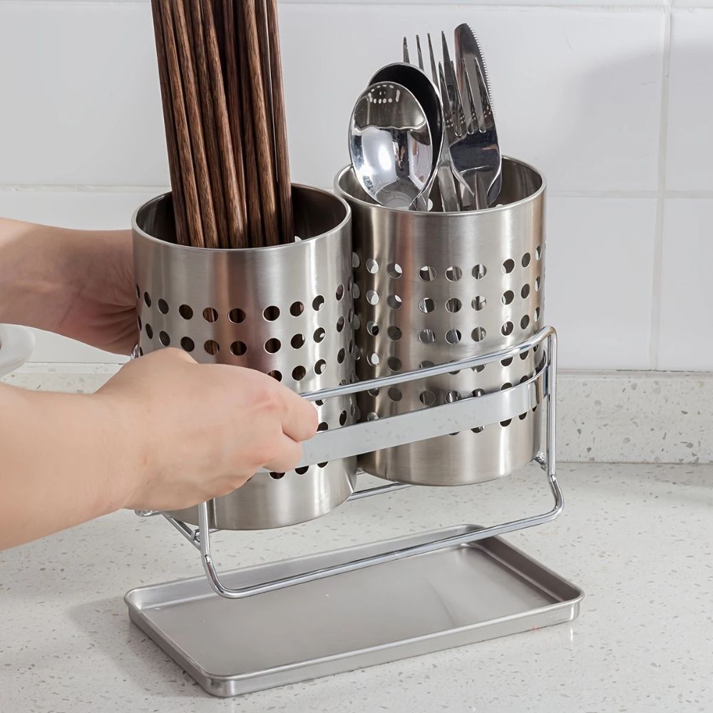 Stainless Steel Utensil Holder with Hole