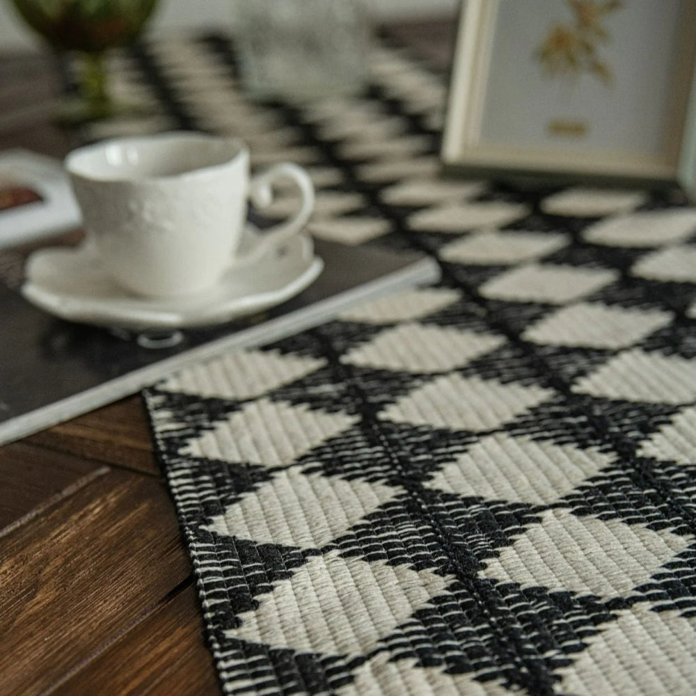 Stitching Tassel Diamond Table Runner