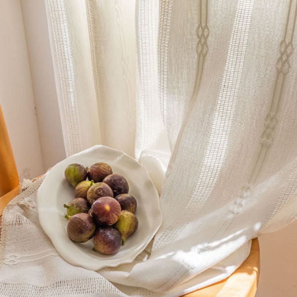 Sunlit Stripes Sheer Tassel Curtain