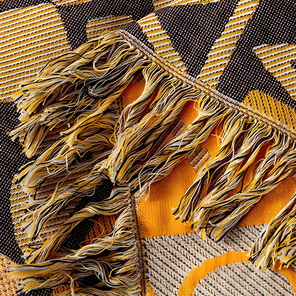 Tribal Patchwork Reversible Tassel Cotton Blanket