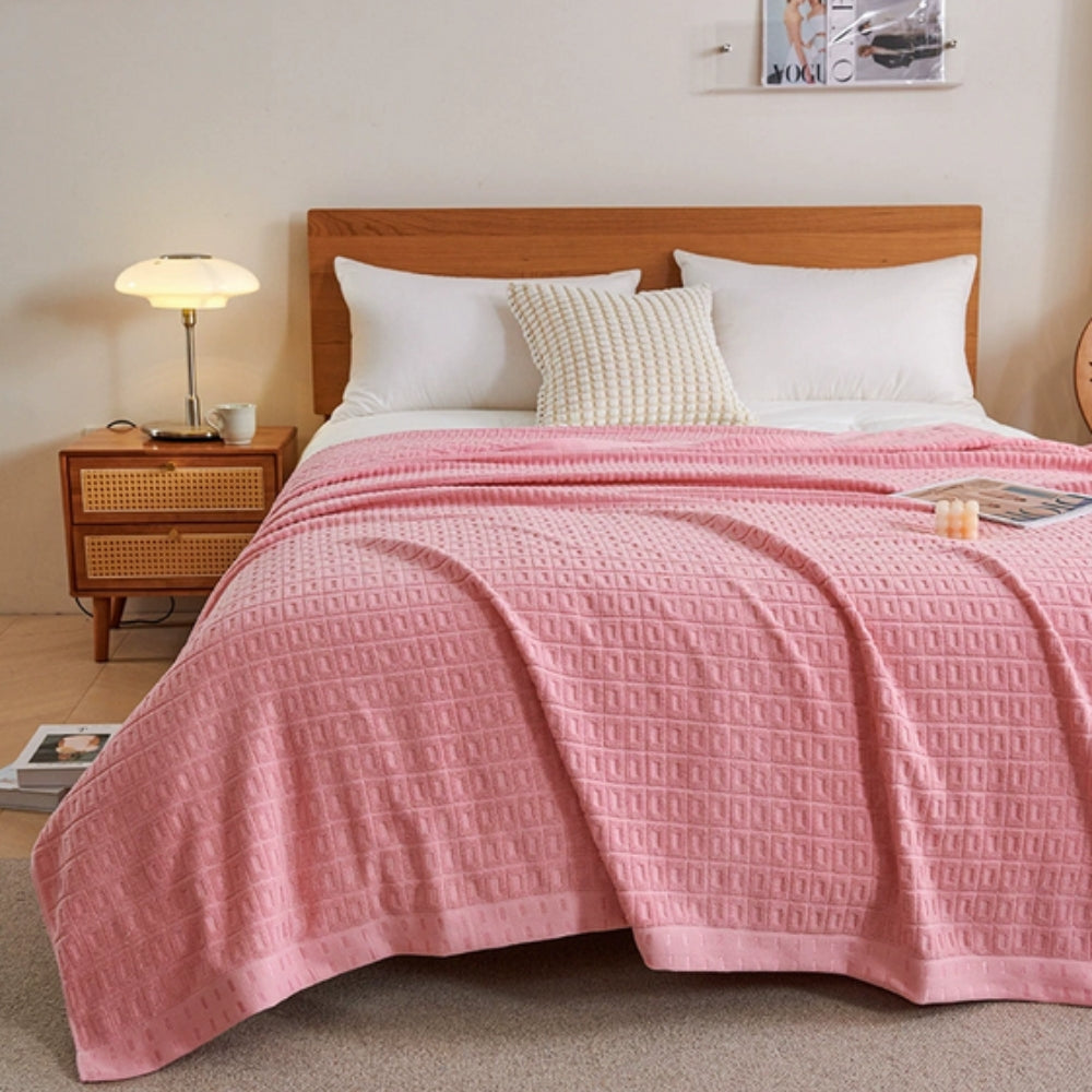 Waffle Cotton Summer Bedspread Throw Blanket