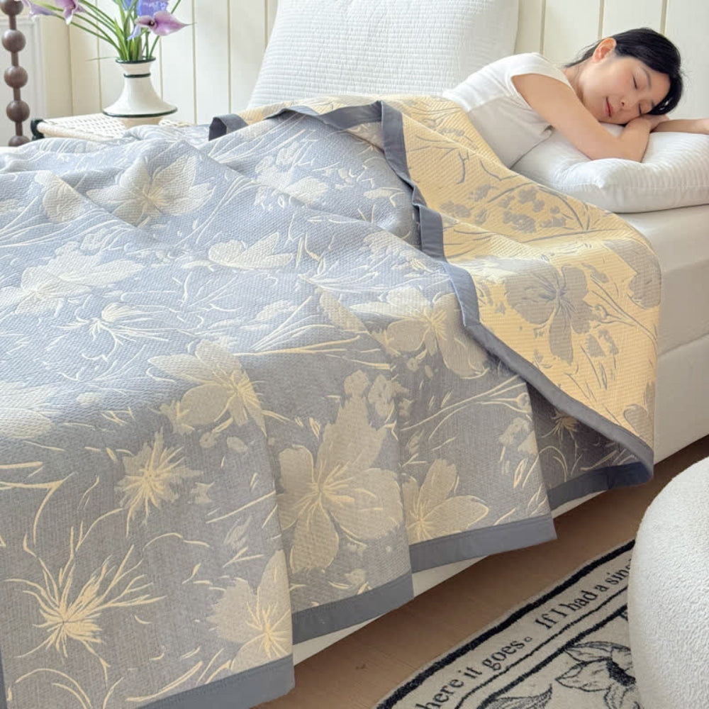 Velurelle Reversible Cotton Floral Blanket