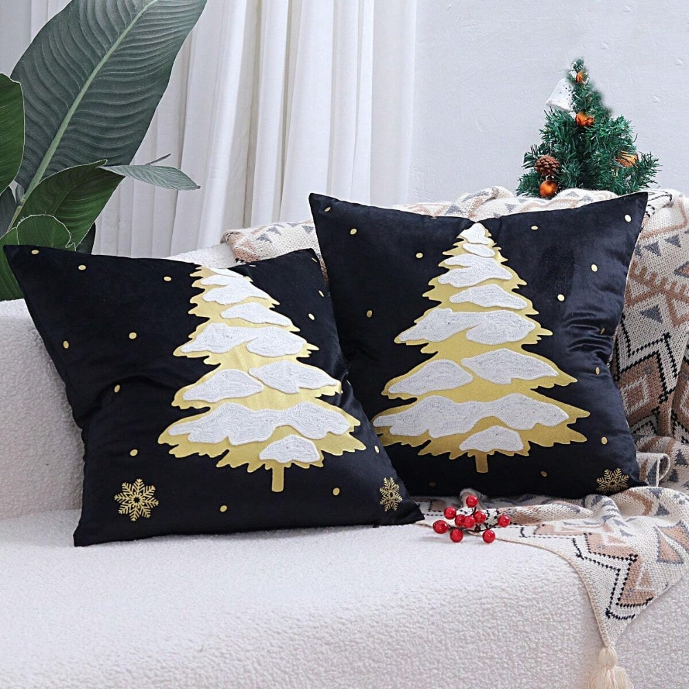 Velvet Christmas Tree Decorative Cushion Cover