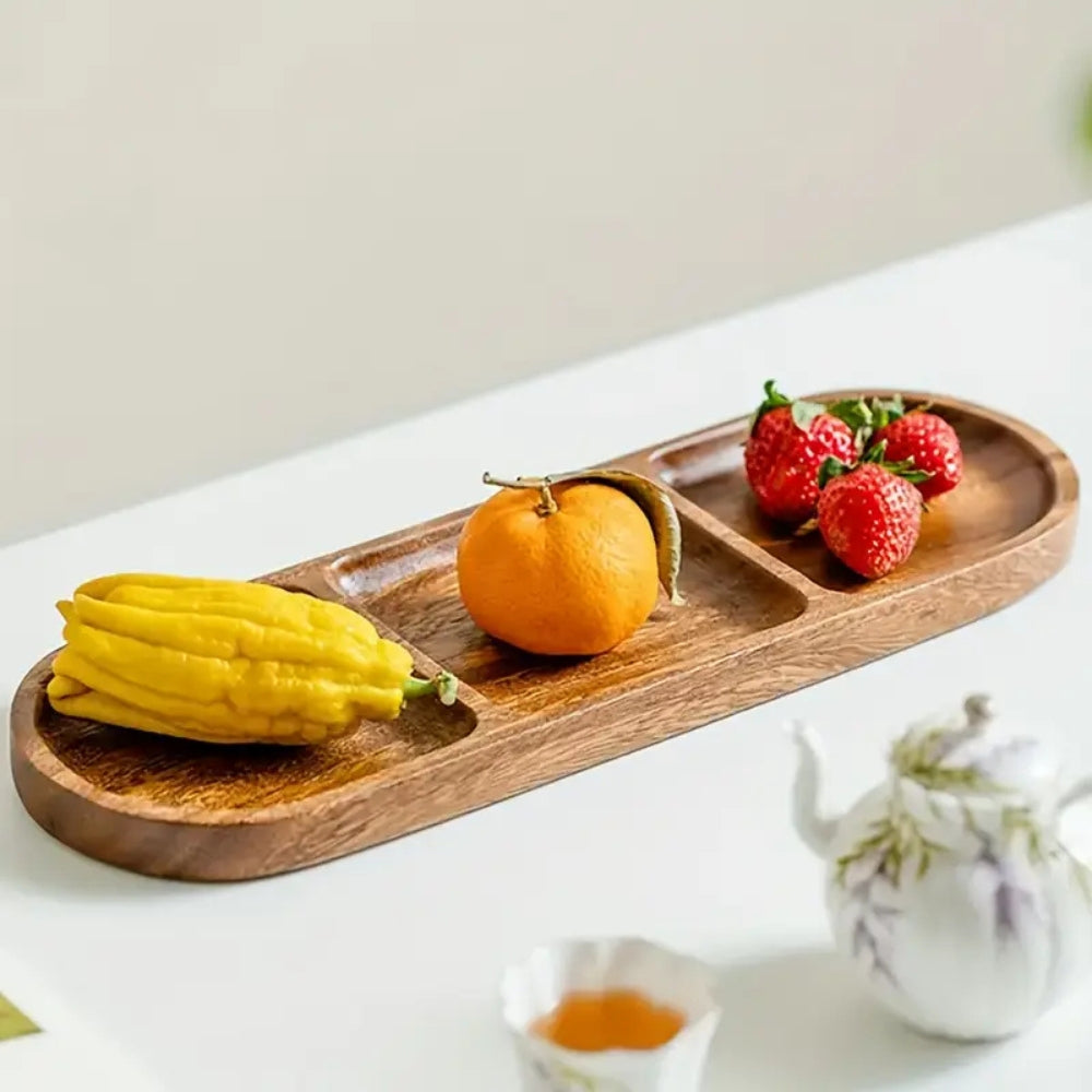Vivid Wooden Compartment Serving Tray