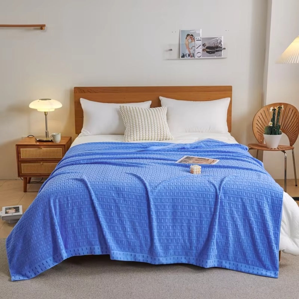 Waffle Cotton Summer Bedspread Throw Blanket