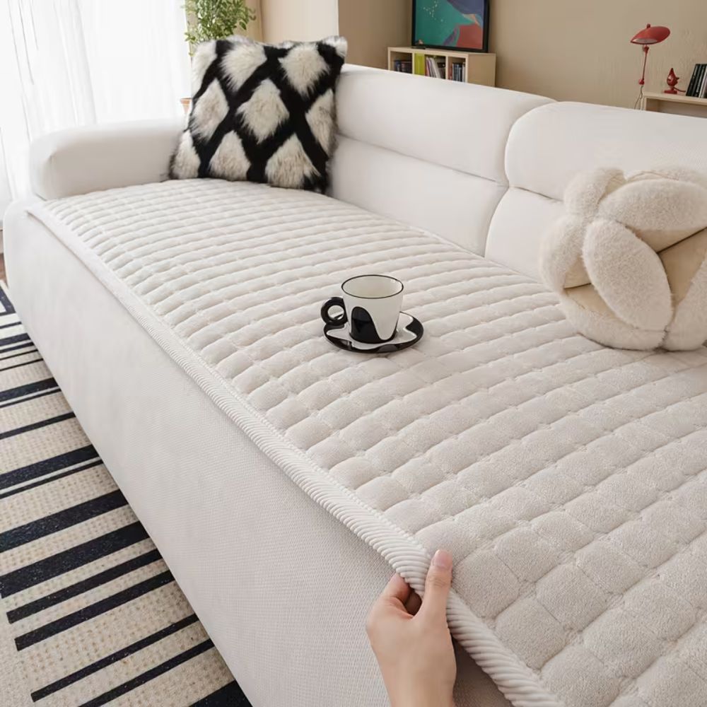Minimalist Plush Quilted Couch Cover