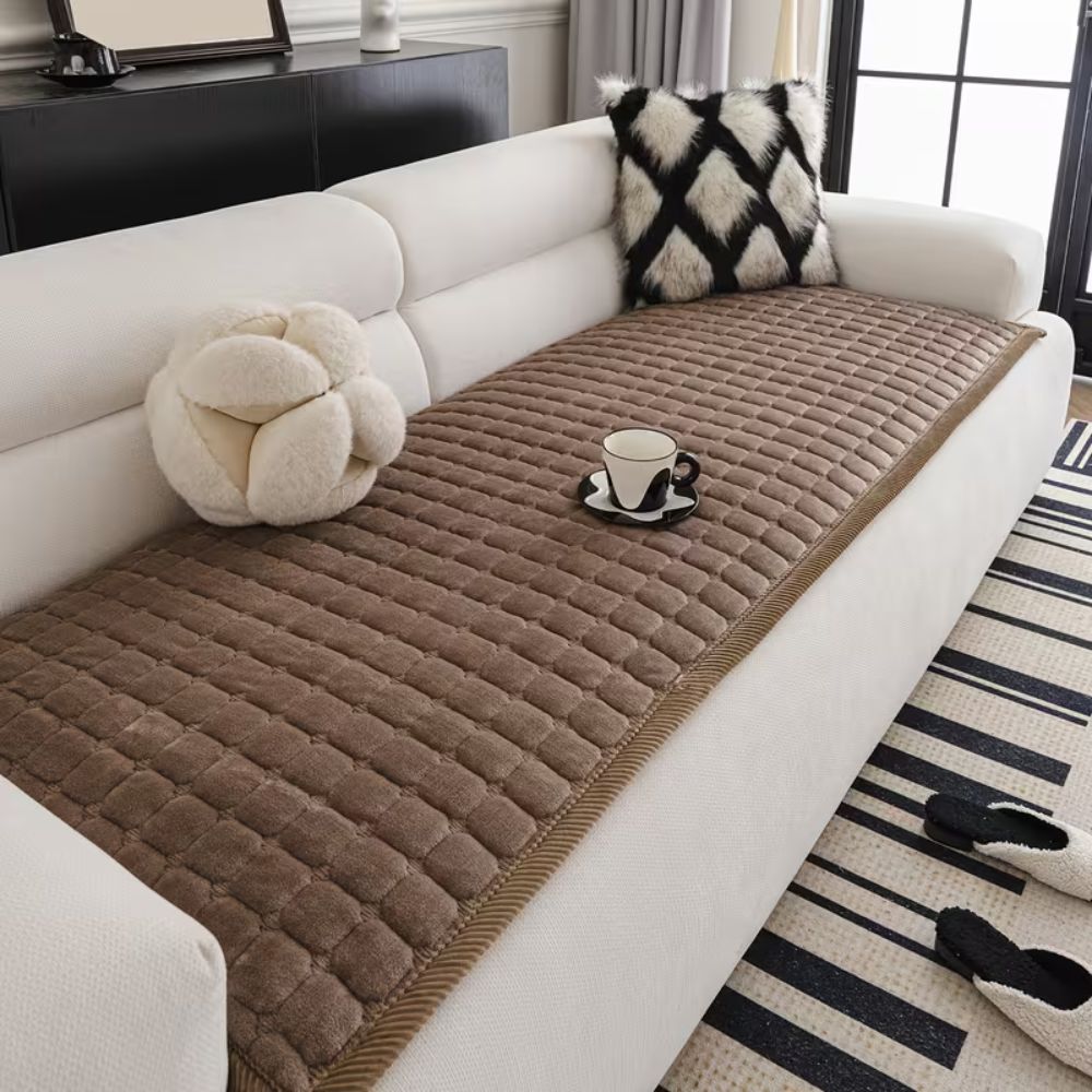 Minimalist Plush Quilted Couch Cover