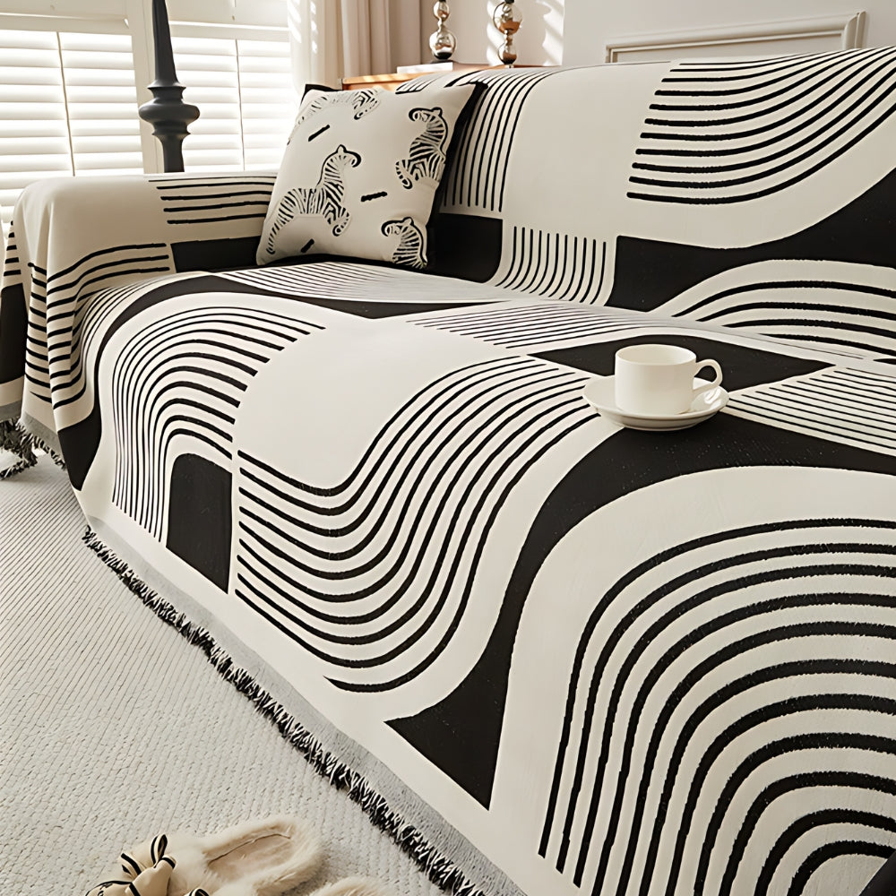 Wavy Stripe Boho Sofa Cover
