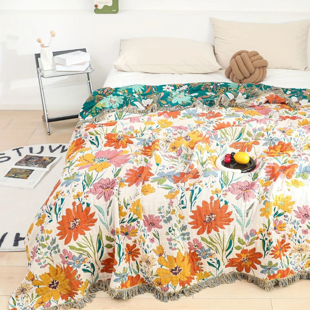 Wildflower Garden Cotton Blanket