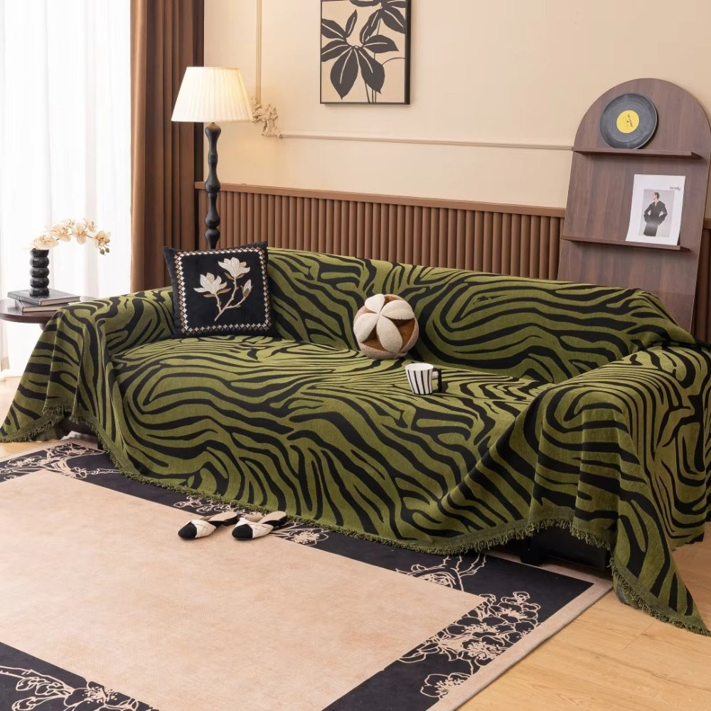 Zentara Chenille Zebra Geometric Sofa Cover