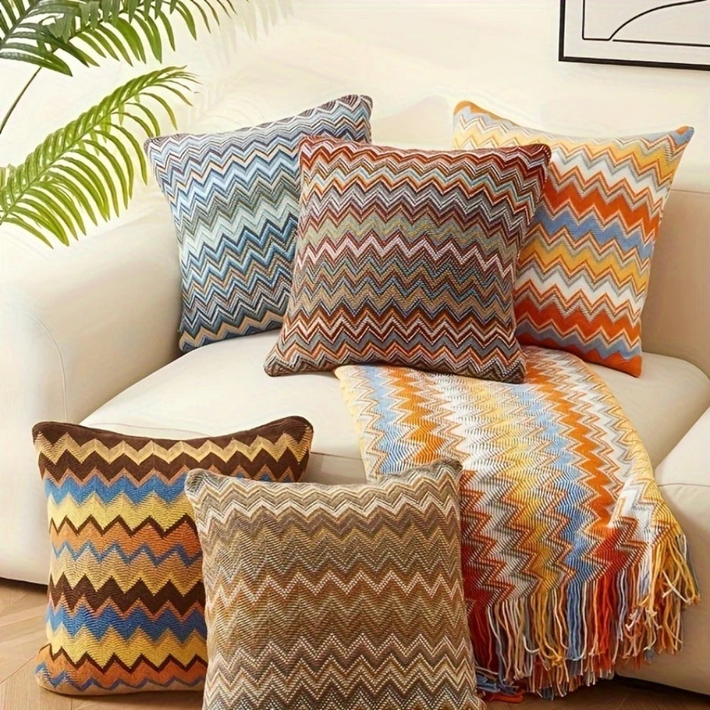 Zigzag Knit Boho Throw Cushion Cover
