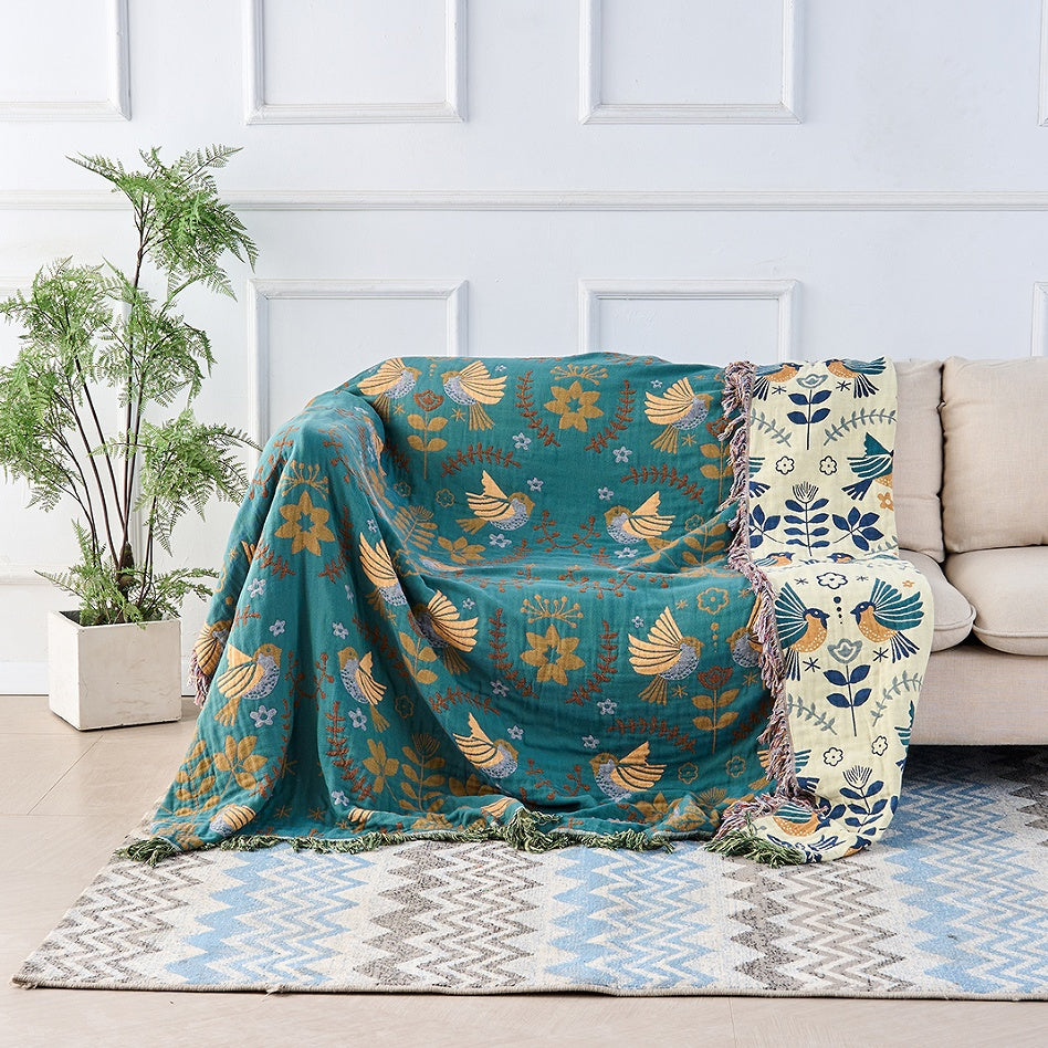 Reversible Scandinavian Bird Blanket