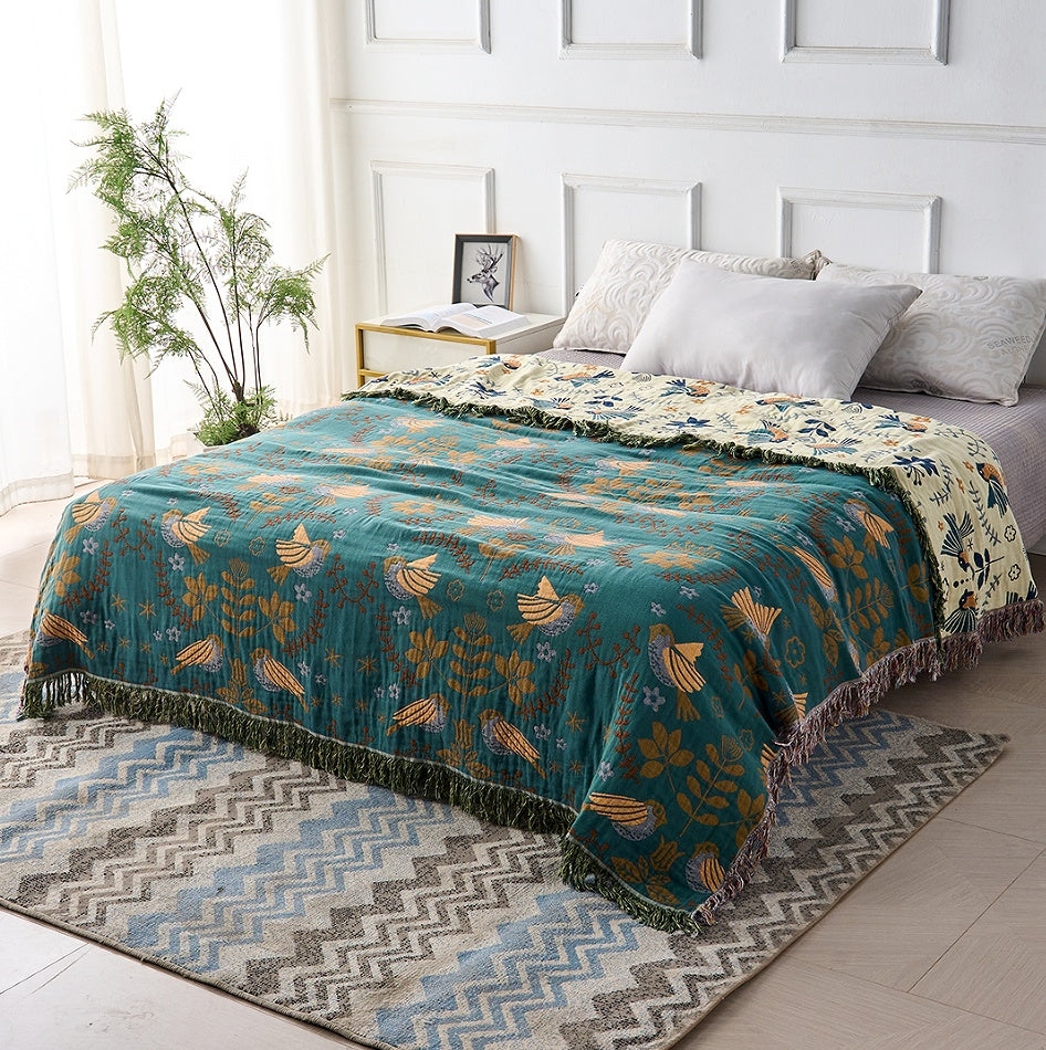 Reversible Scandinavian Bird Blanket