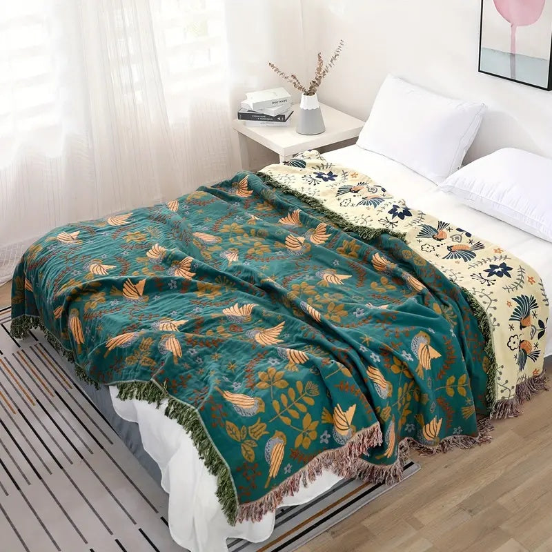 Reversible Scandinavian Bird Blanket