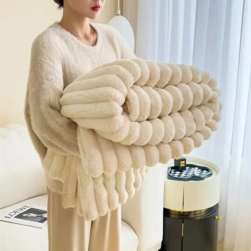 Plush Striped Throw Blanket