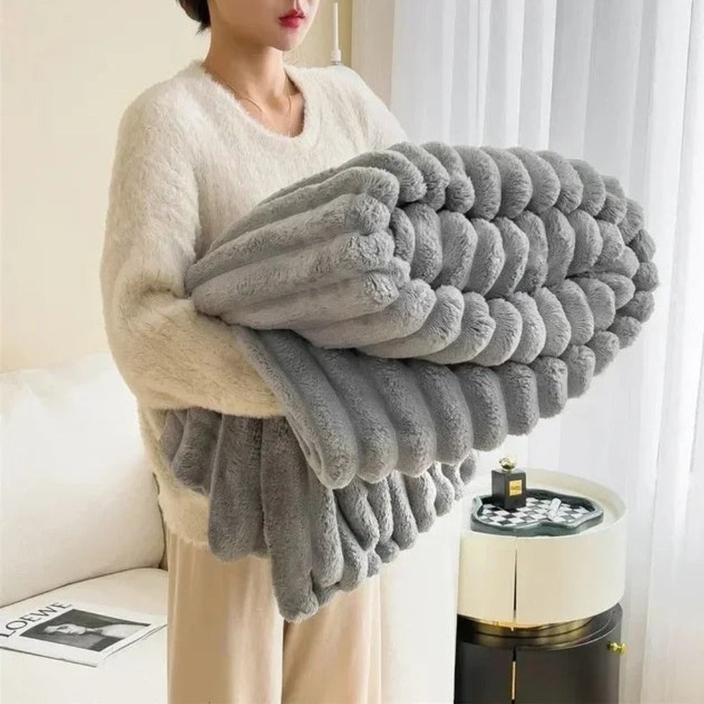 Plush Striped Throw Blanket
