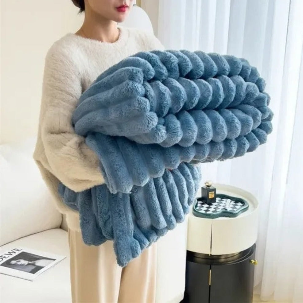 Plush Striped Throw Blanket