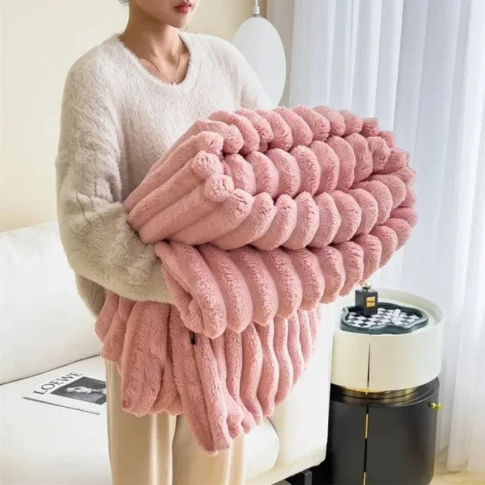 Plush Striped Throw Blanket