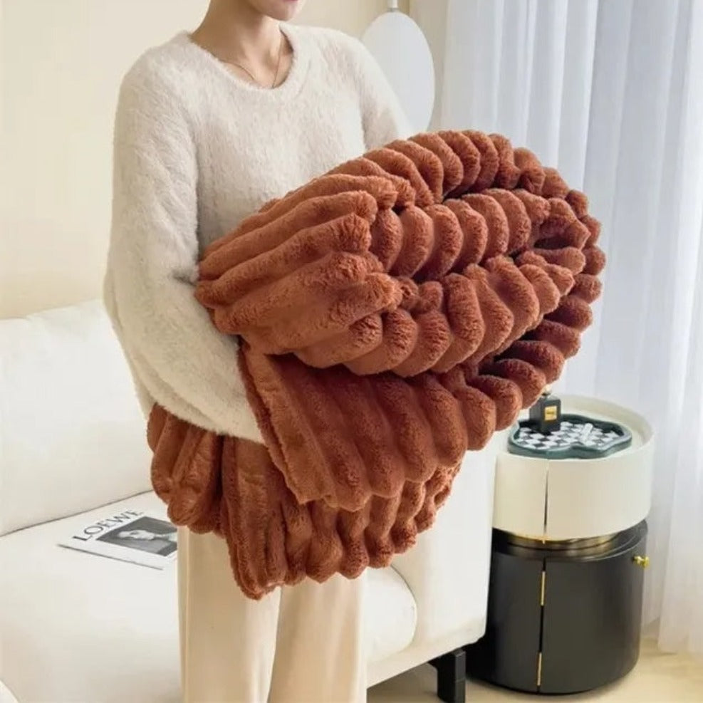 Plush Striped Throw Blanket